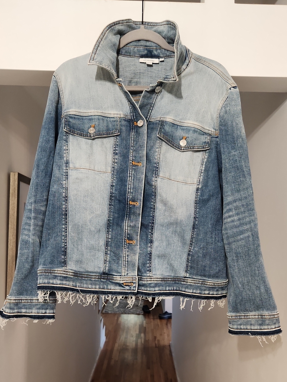 Chico's Light Blue Denim Frayed Jacket